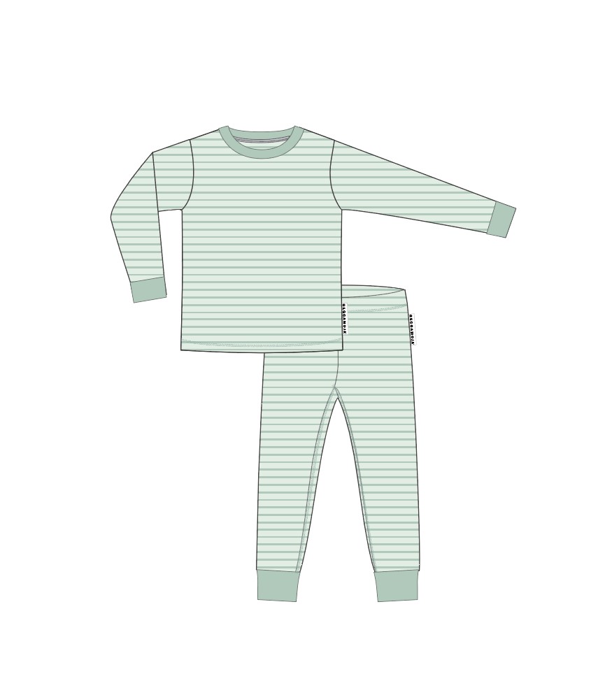 Tvådelad Pyjamas Classic Ljusgrön/Grön