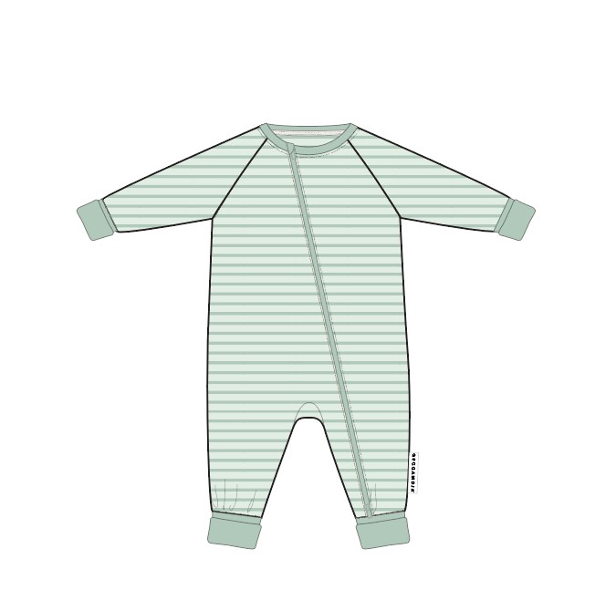 Tvåvägs-zip Pyjamas Classic Ljusgrön/Grön