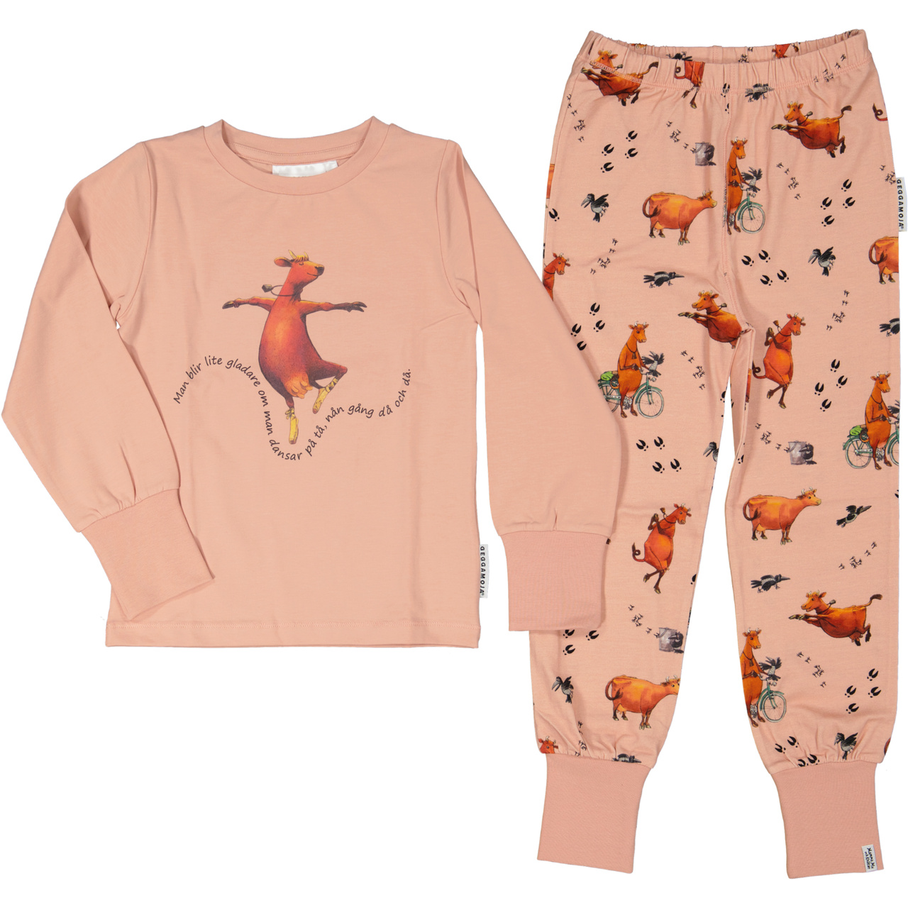 Mamma Moo and Crow two piece pyjamas Blush pink  122/128