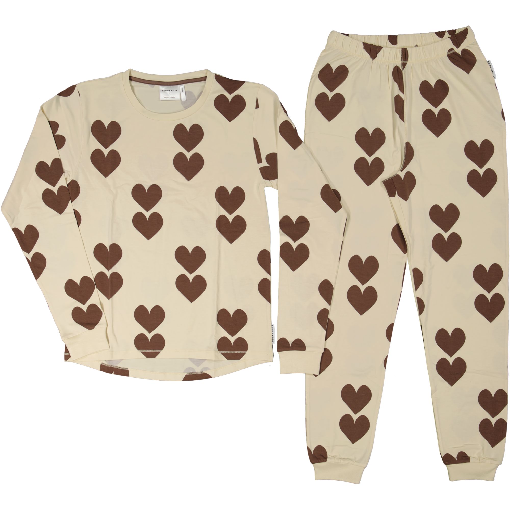 Bamboo adult pyjamas Brown heart