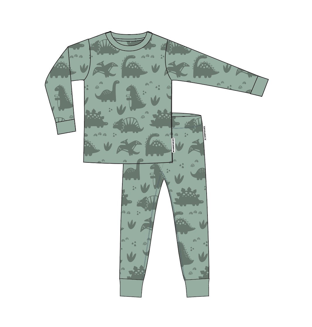 Pyjamas Tvådelad Bambu Dino Beige