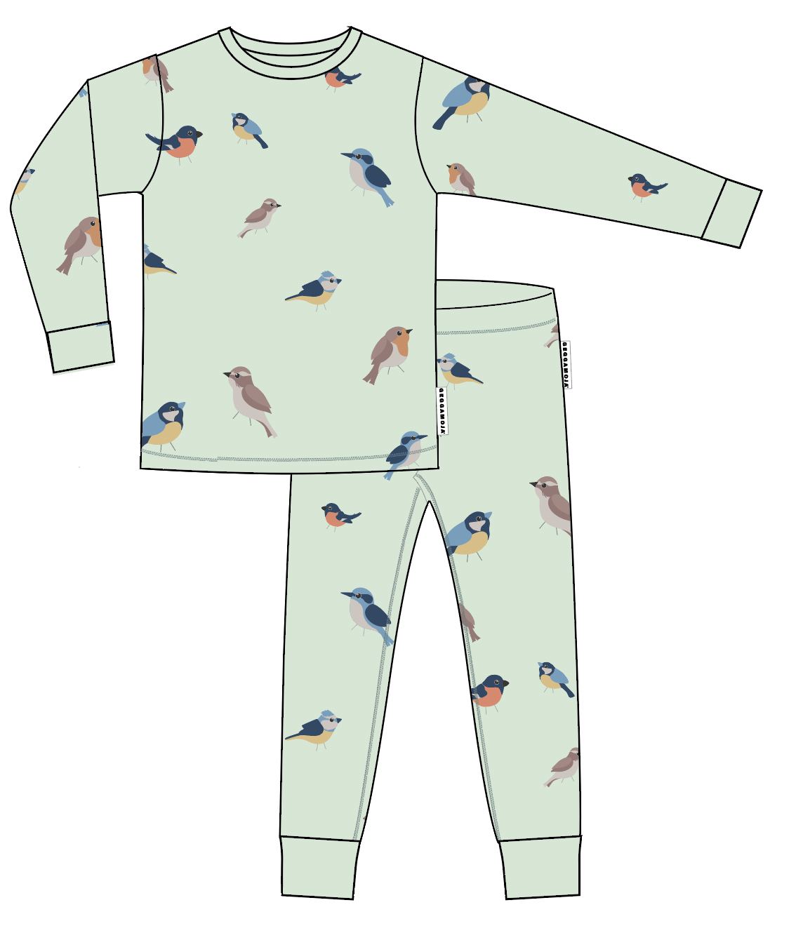 Pyjamas tvådelad Green bird