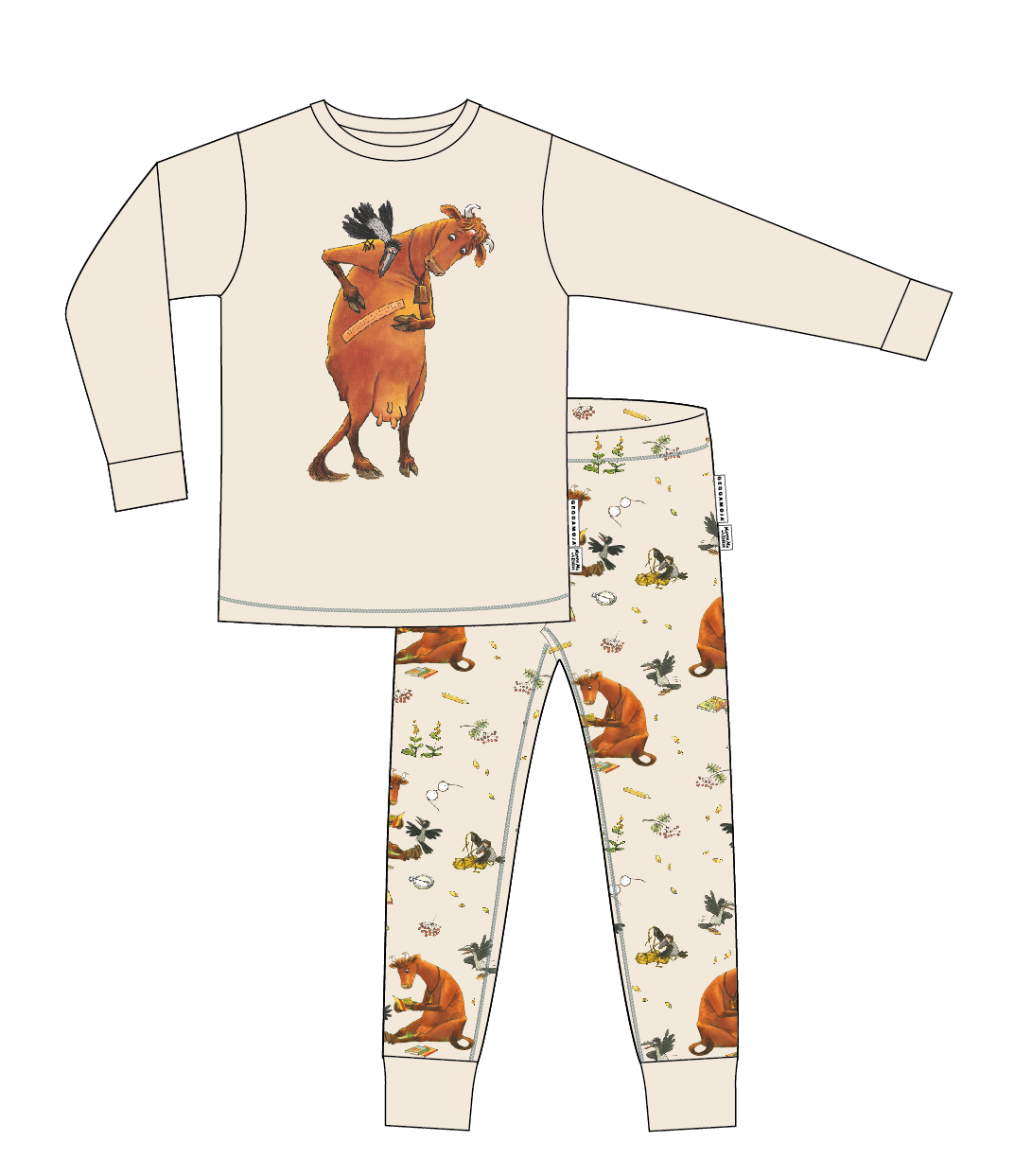 Pyjamas tvådelad Mamma Mu och Kråkan Beige