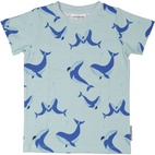 Bamboo T-shirt L.blue whale  146/152