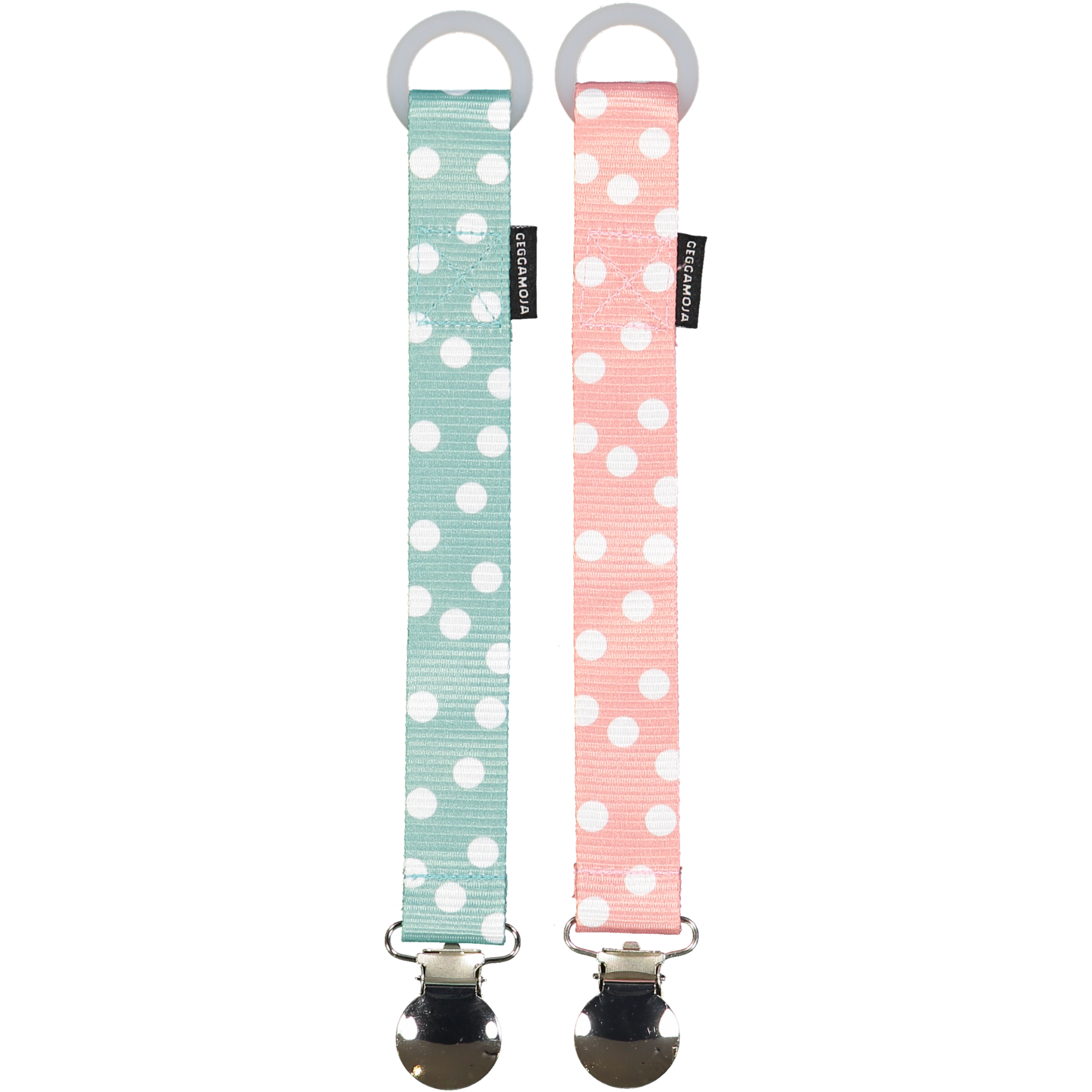 Pacifier holder 2-pack Pink dot One Size