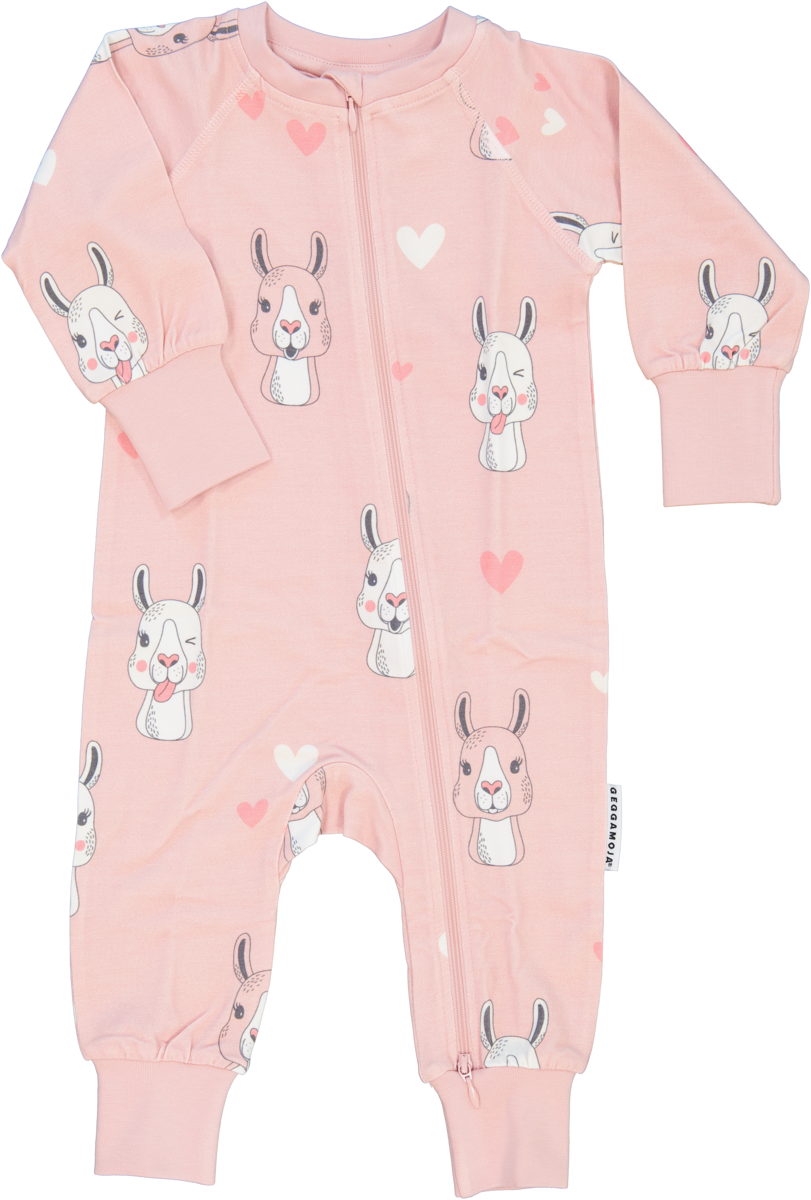 Bamboo two way zip pyjamas Pink lama