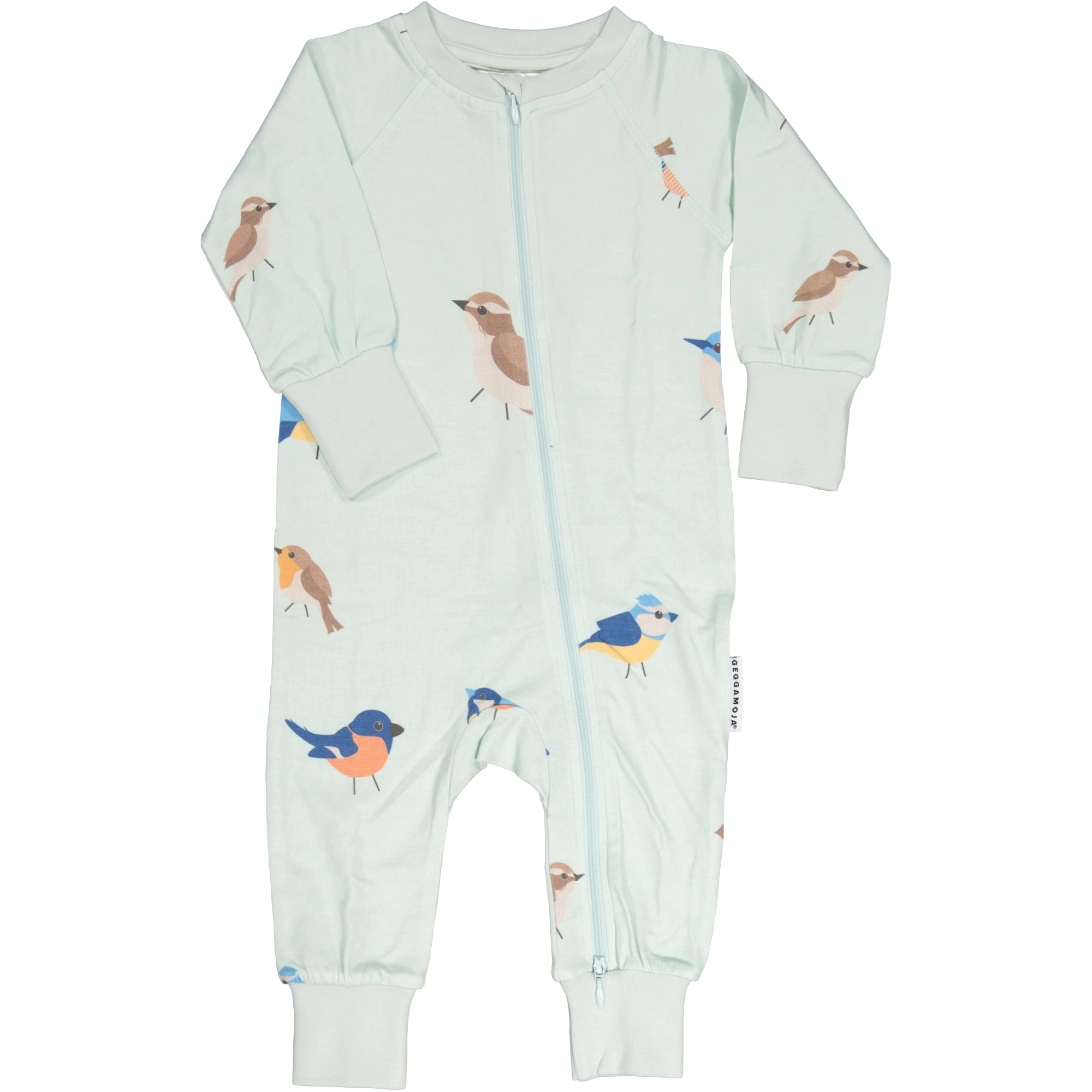 Bamboo two way zip pyjamas Green birds