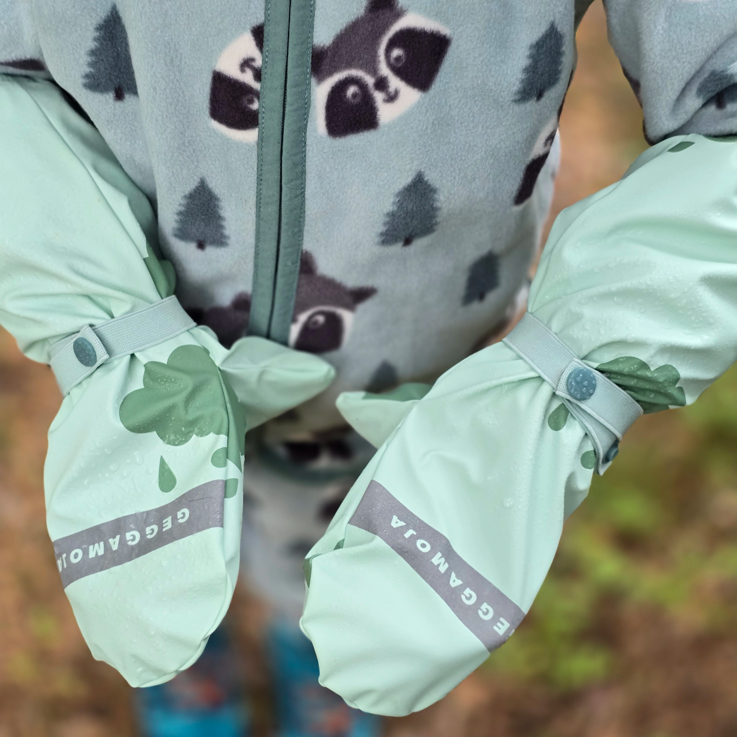 Rain mitten fleece Mint cloud