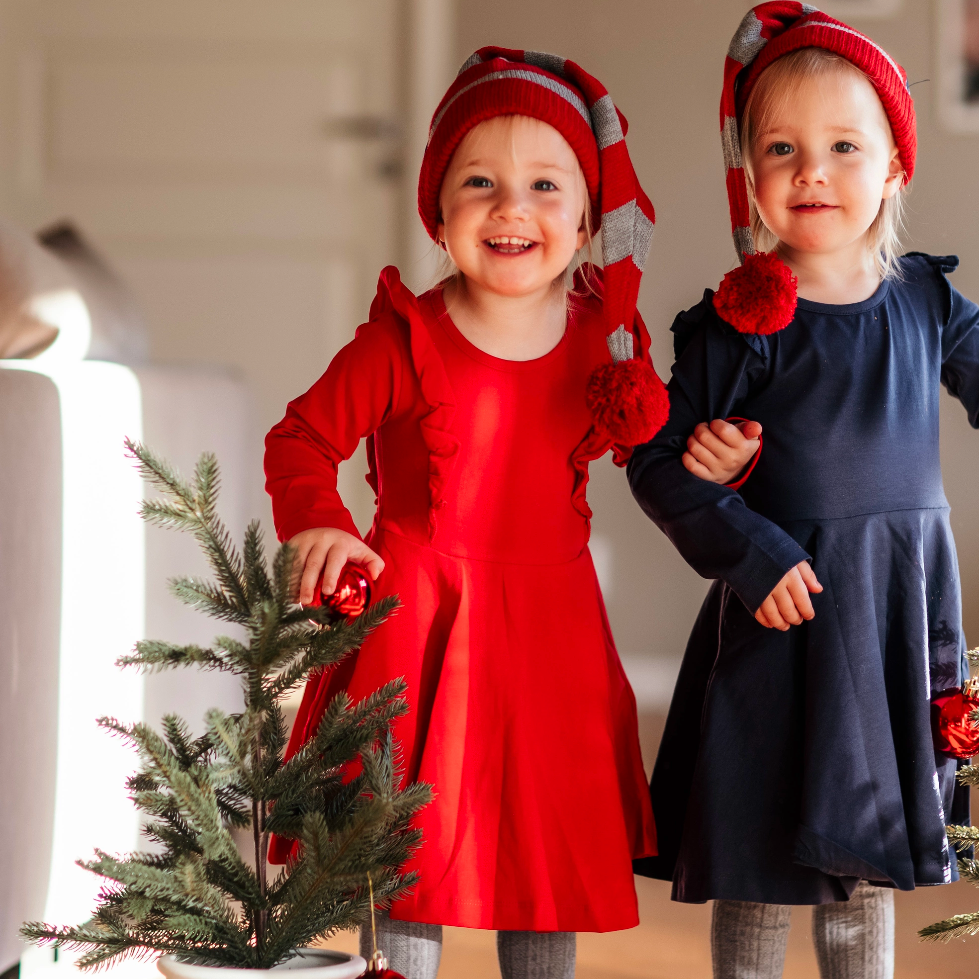 Flared dress flounce Red