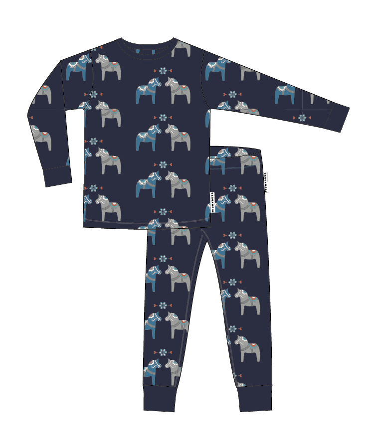 Pyjamas tvådelad Bambu Dalahäst Navy