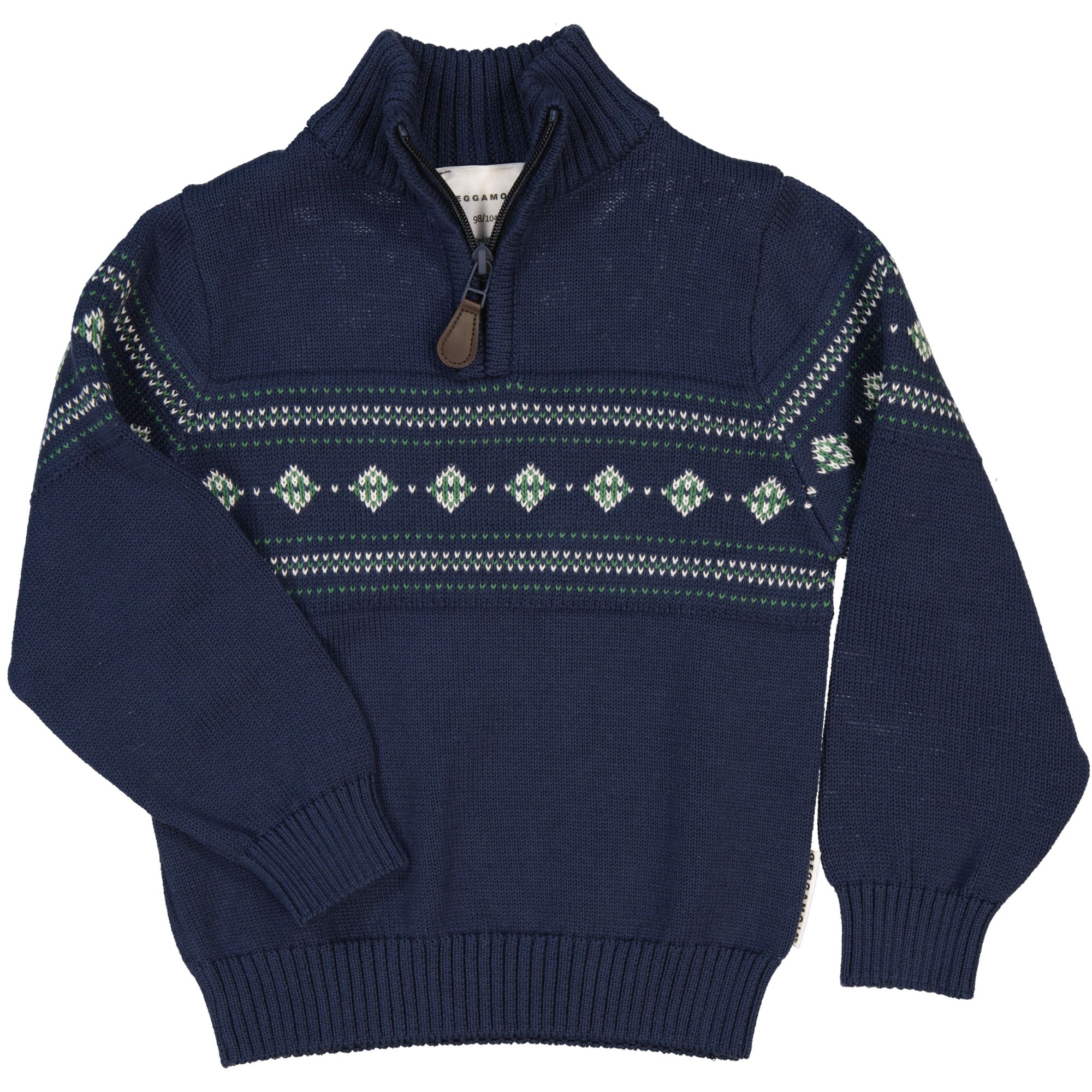 High neck sweater half zip Navy