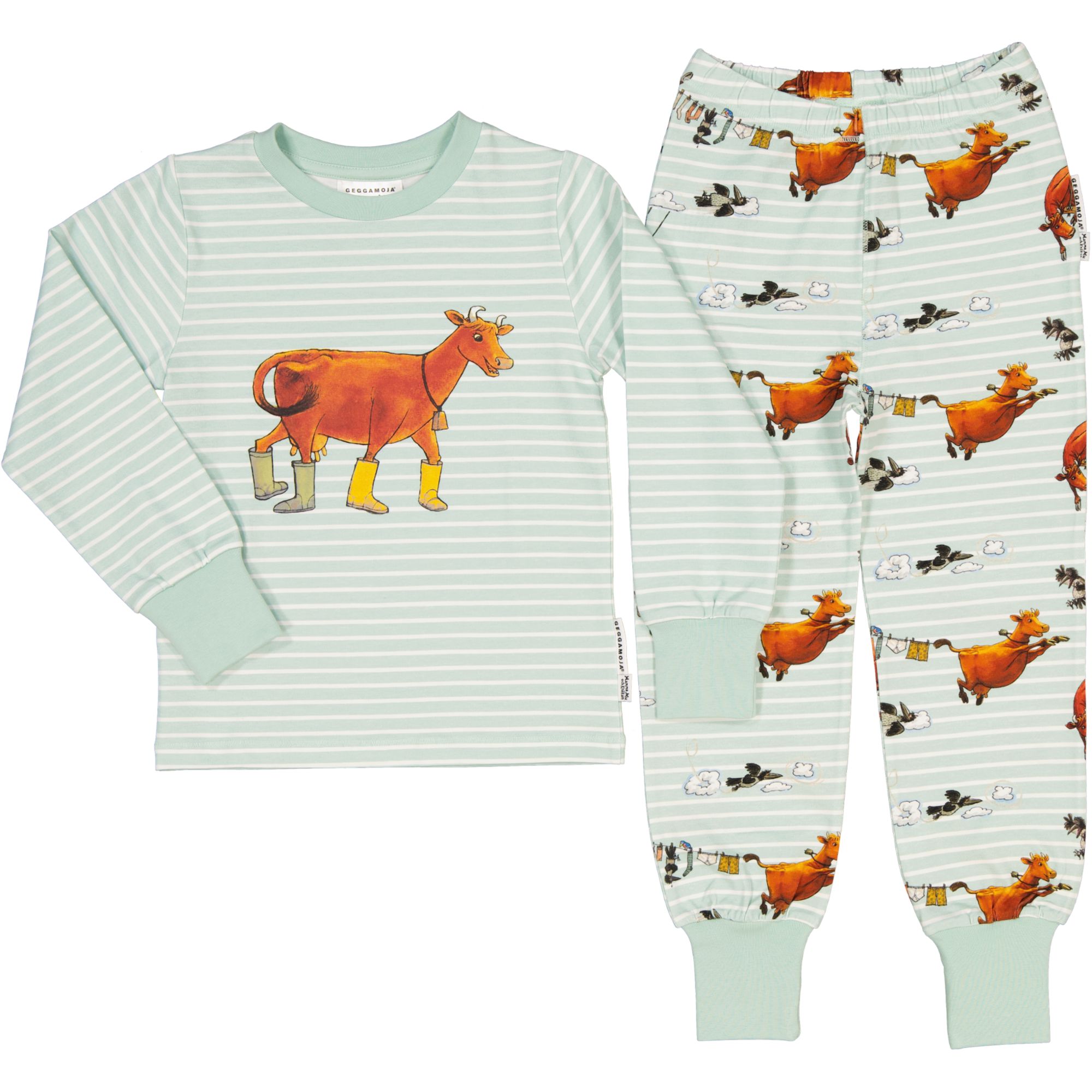 Tvådelad Pyjamas Mamma Mu och Kråkan Mint/Vit