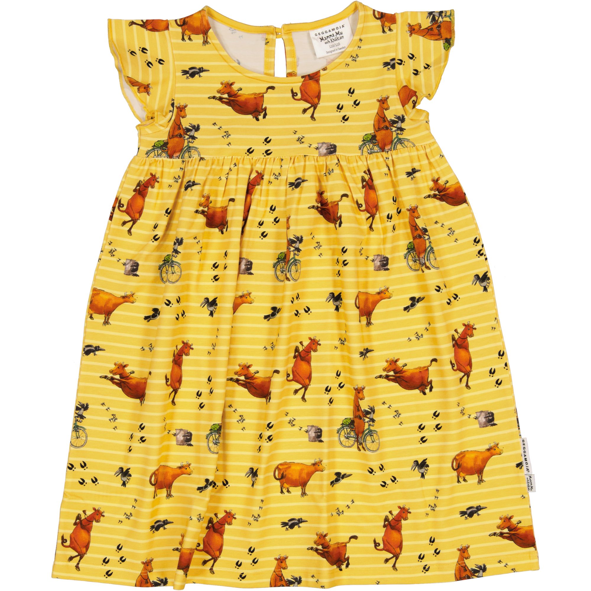 Volangklänning Mamma Mu och Kråkan Gul/Vit