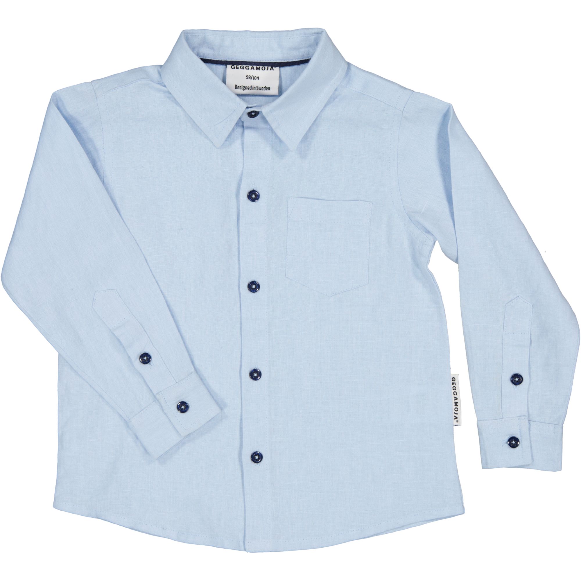 Linneskjorta lång arm Ljusblå