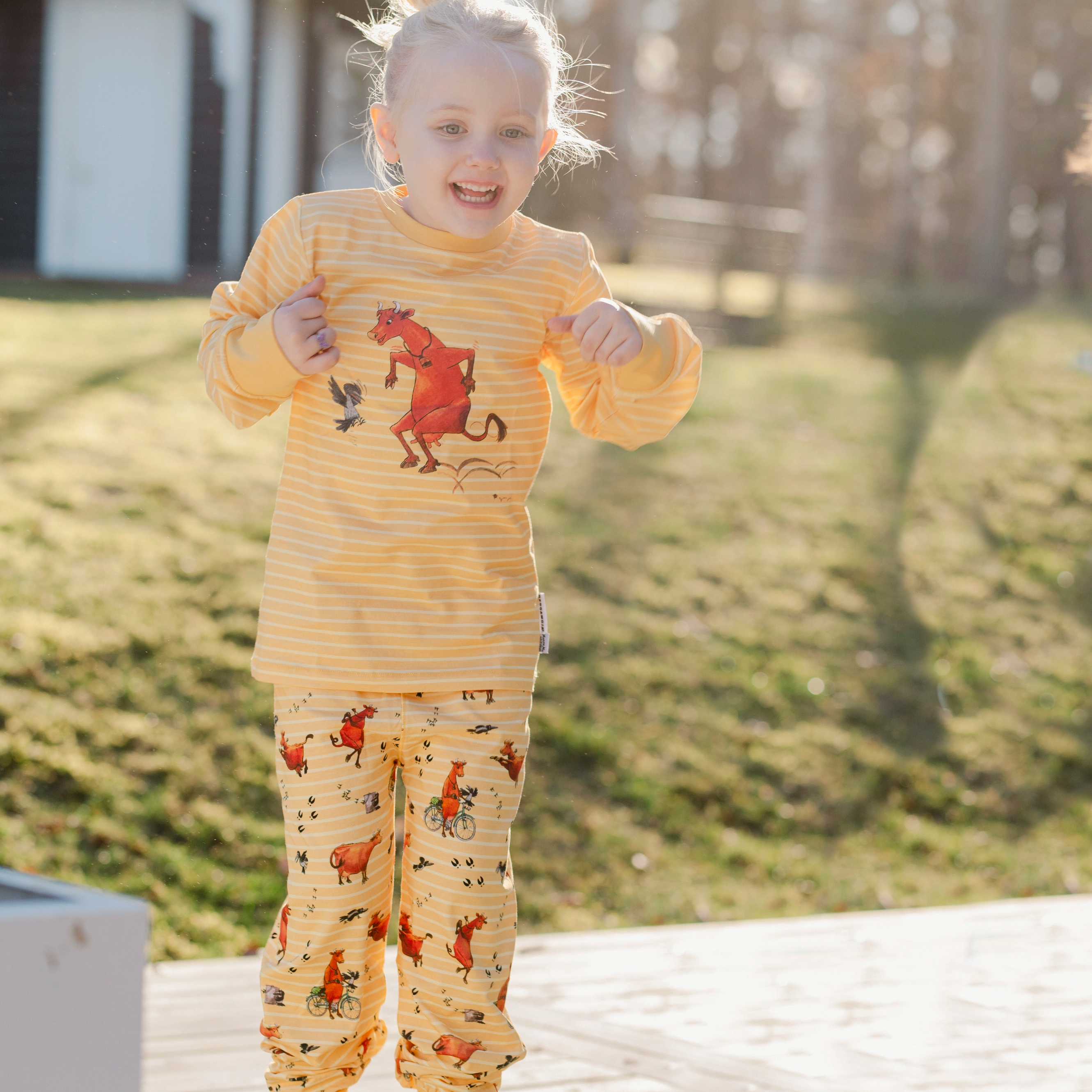 Tvådelad Pyjamas Mamma Mu och Kråkan Gul/Vit