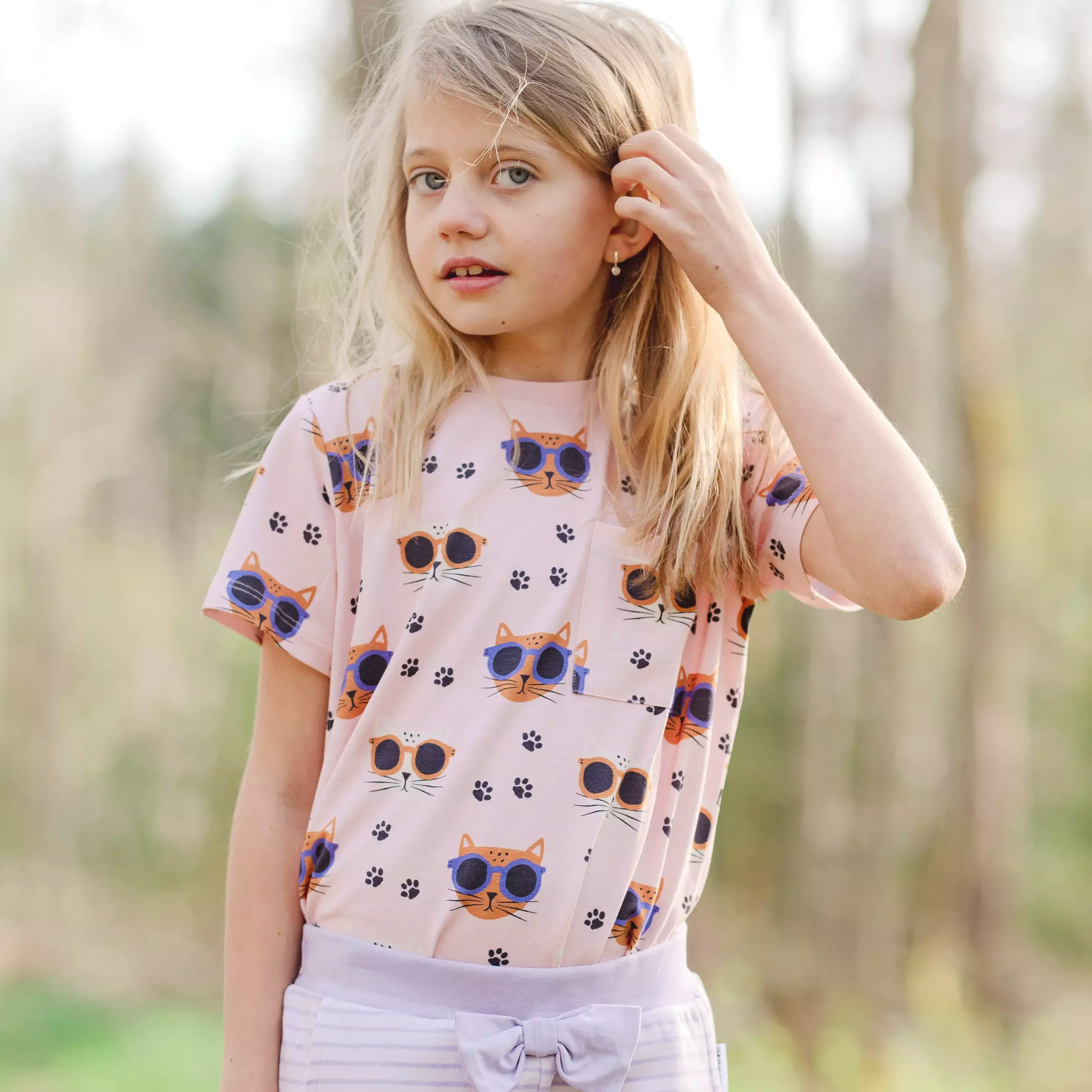 T-shirt Bambu Cool Cats Rosa