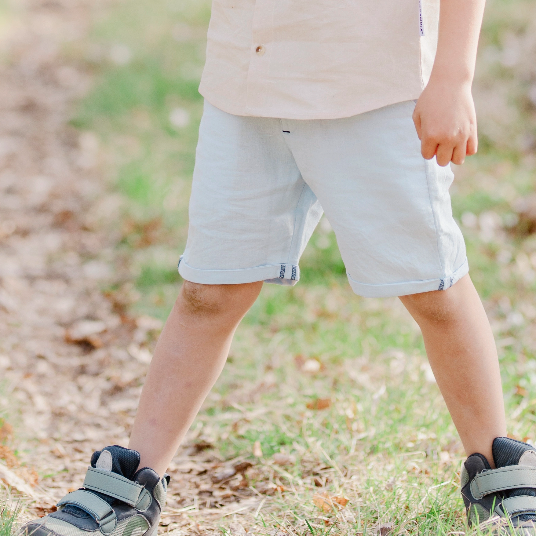 Linneshorts Ljusblå