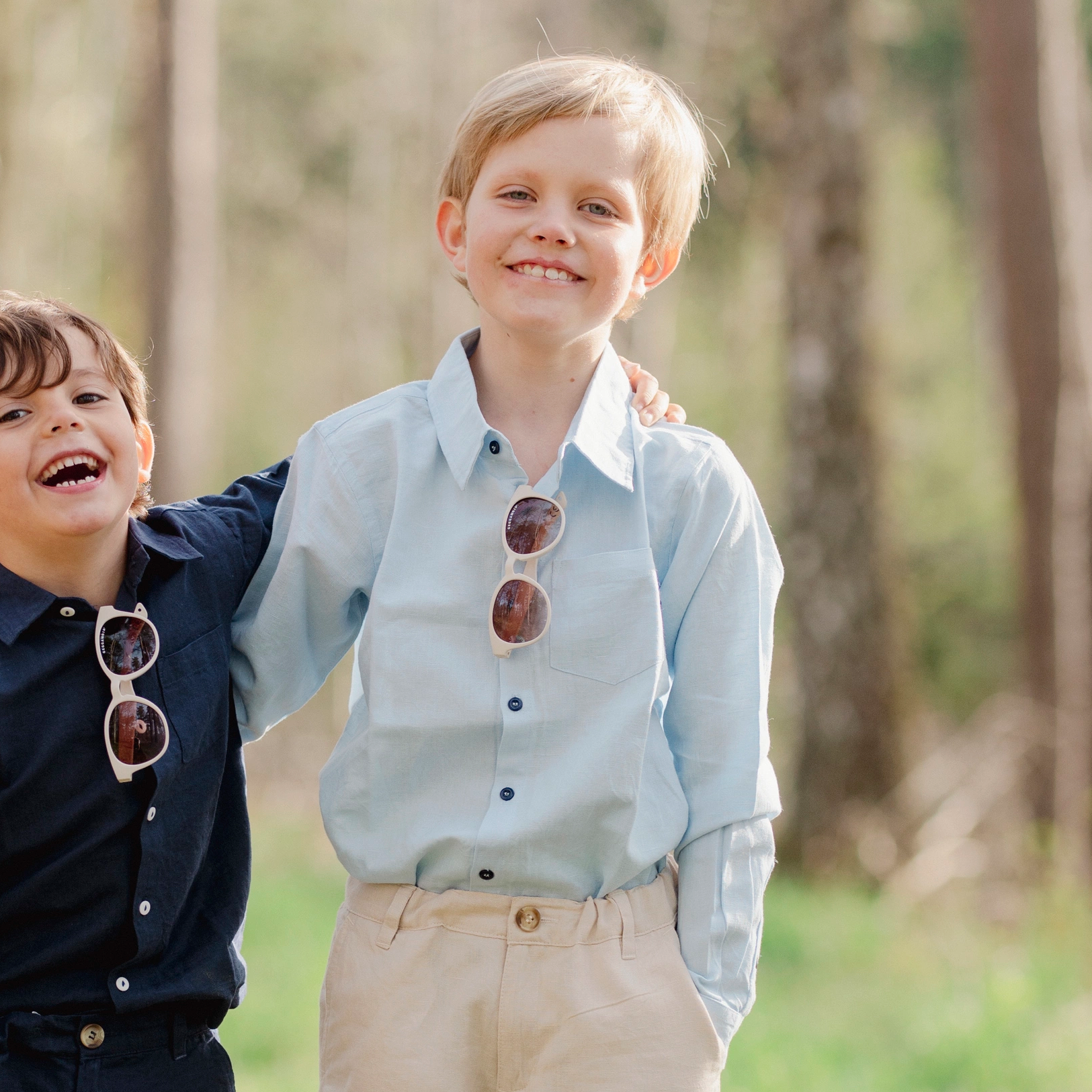 Linneskjorta lång arm Ljusblå