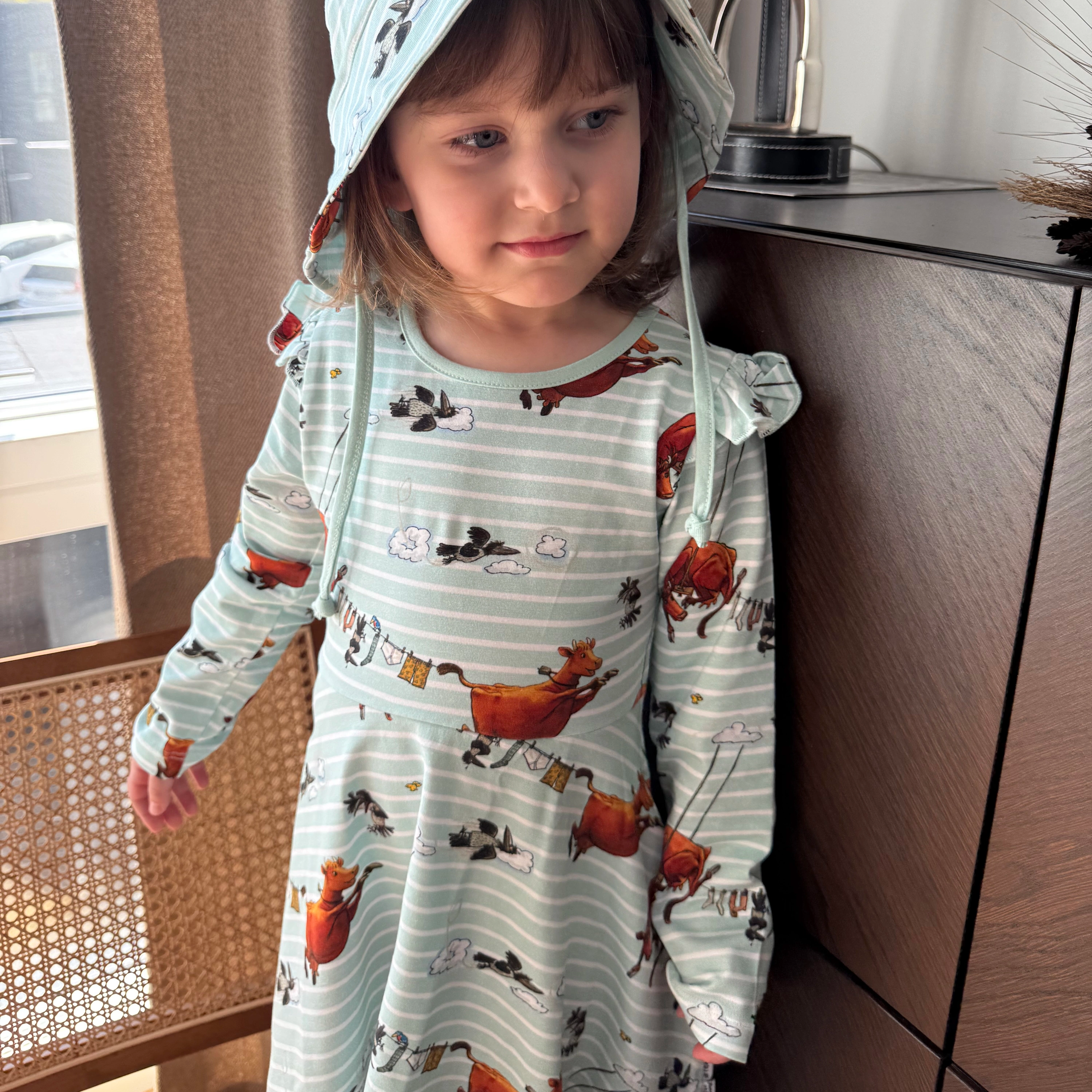 Snurrklänning Mamma Mu och Kråkan Mint/Vit