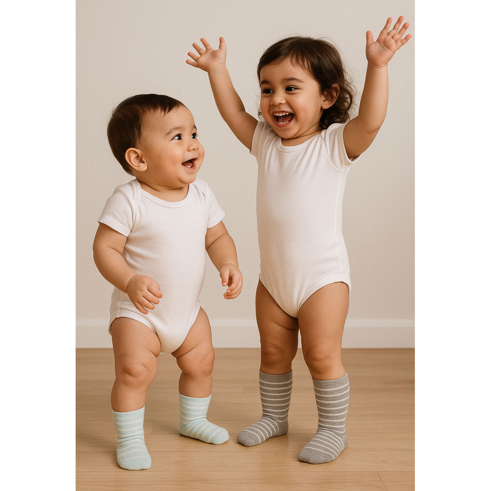 Halkstrumpor två-pack Grå/Grön