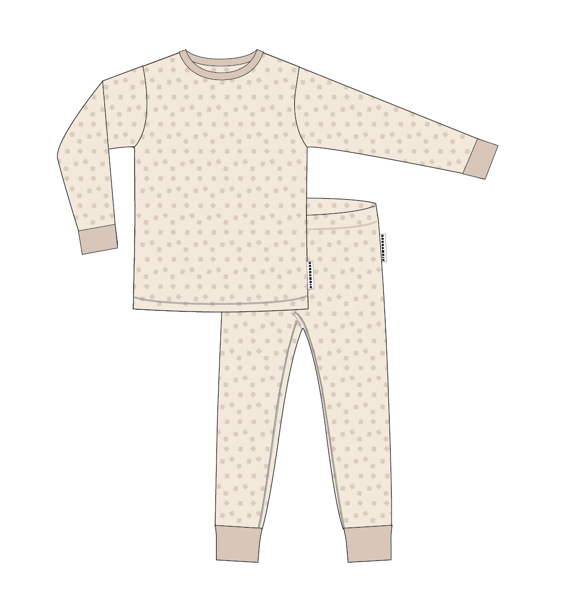 Pyjamas tvådelad Bambu Beige Klöver