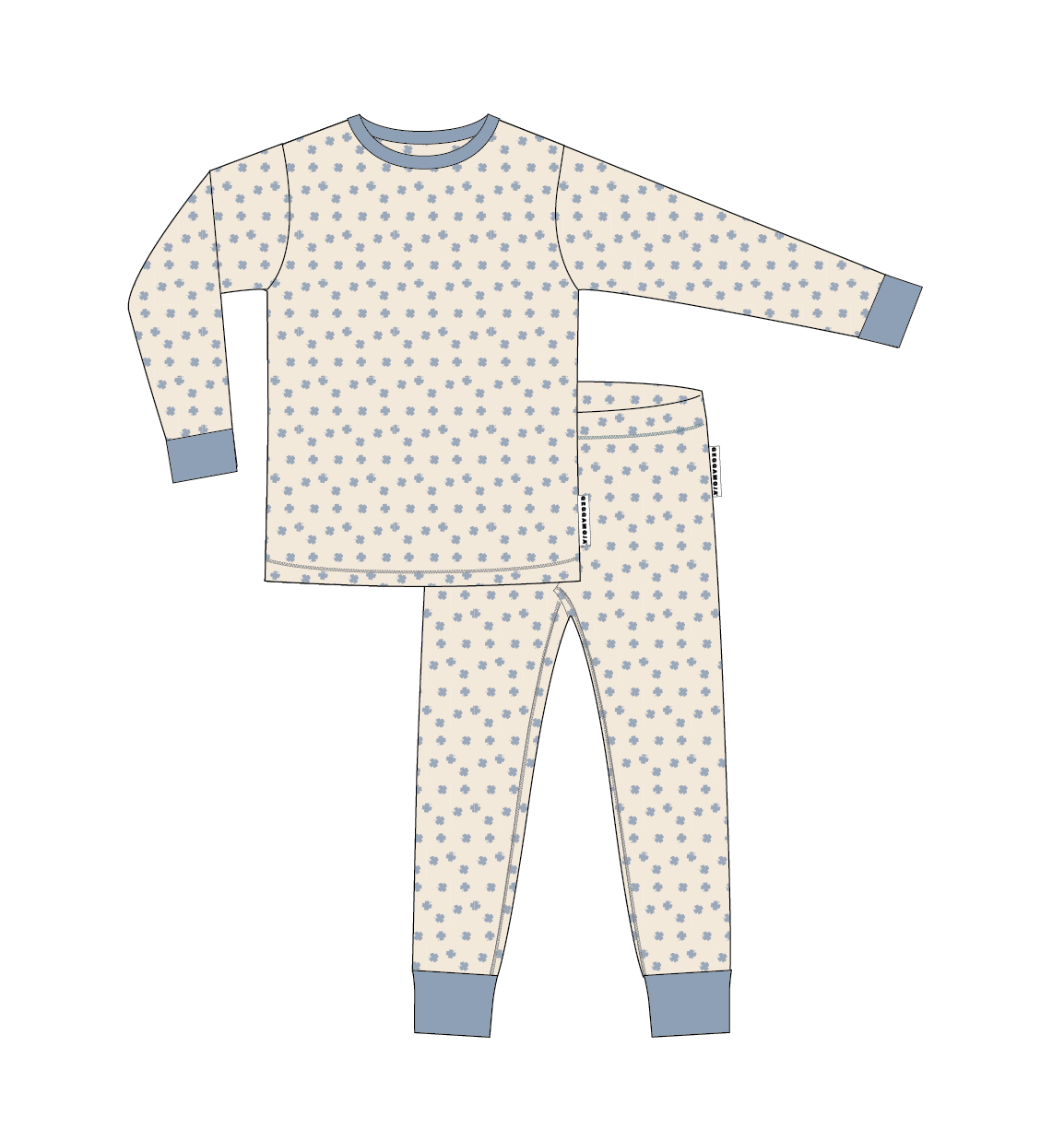 Pyjamas tvådelad Bambu Blå Klöver