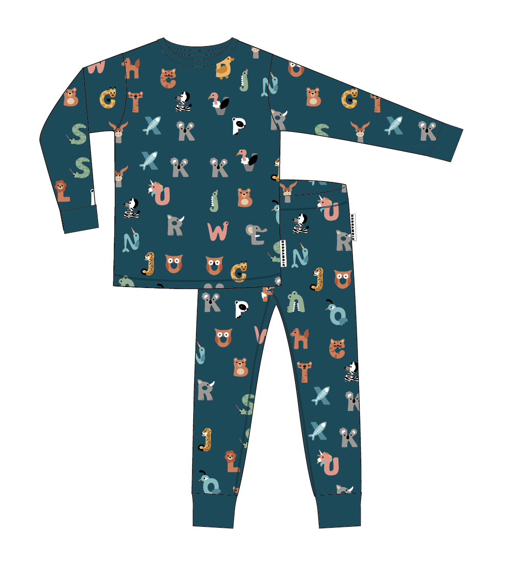 Pyjamas tvådelad Bambu Animal Letters
