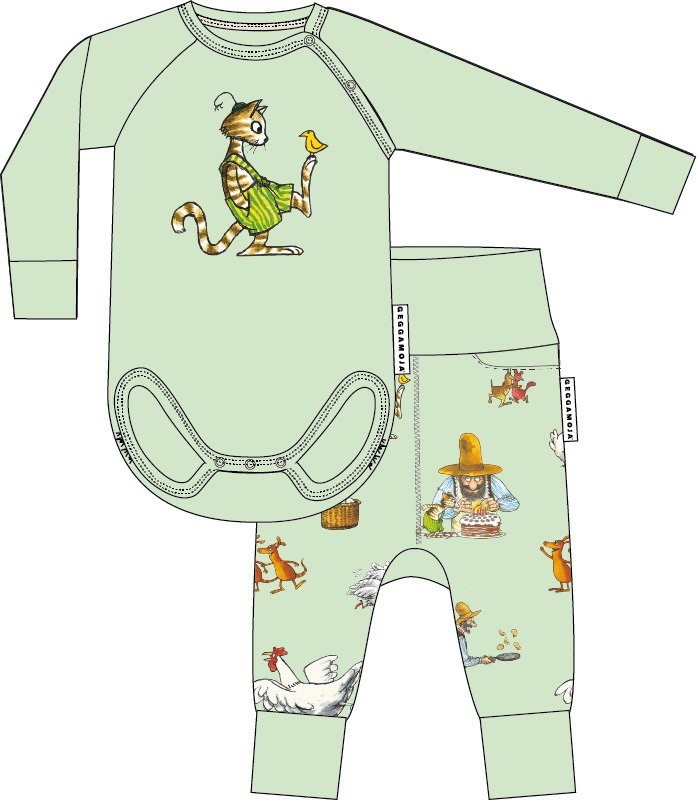 Babyset Pettson och Findus Grön