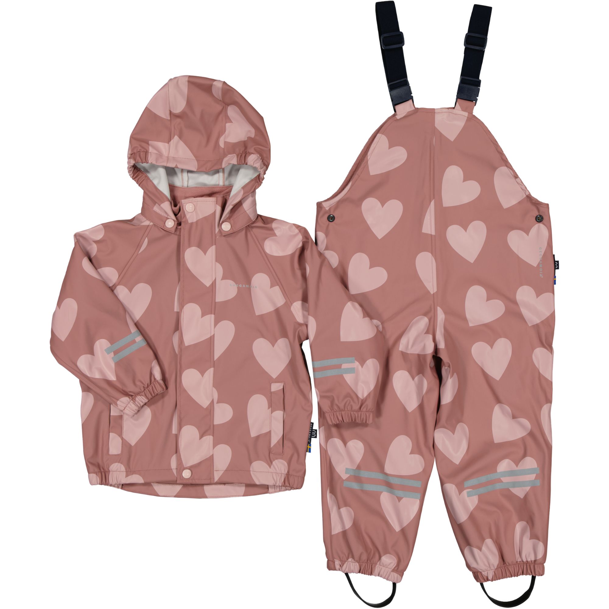Rain set fleece Pink heart