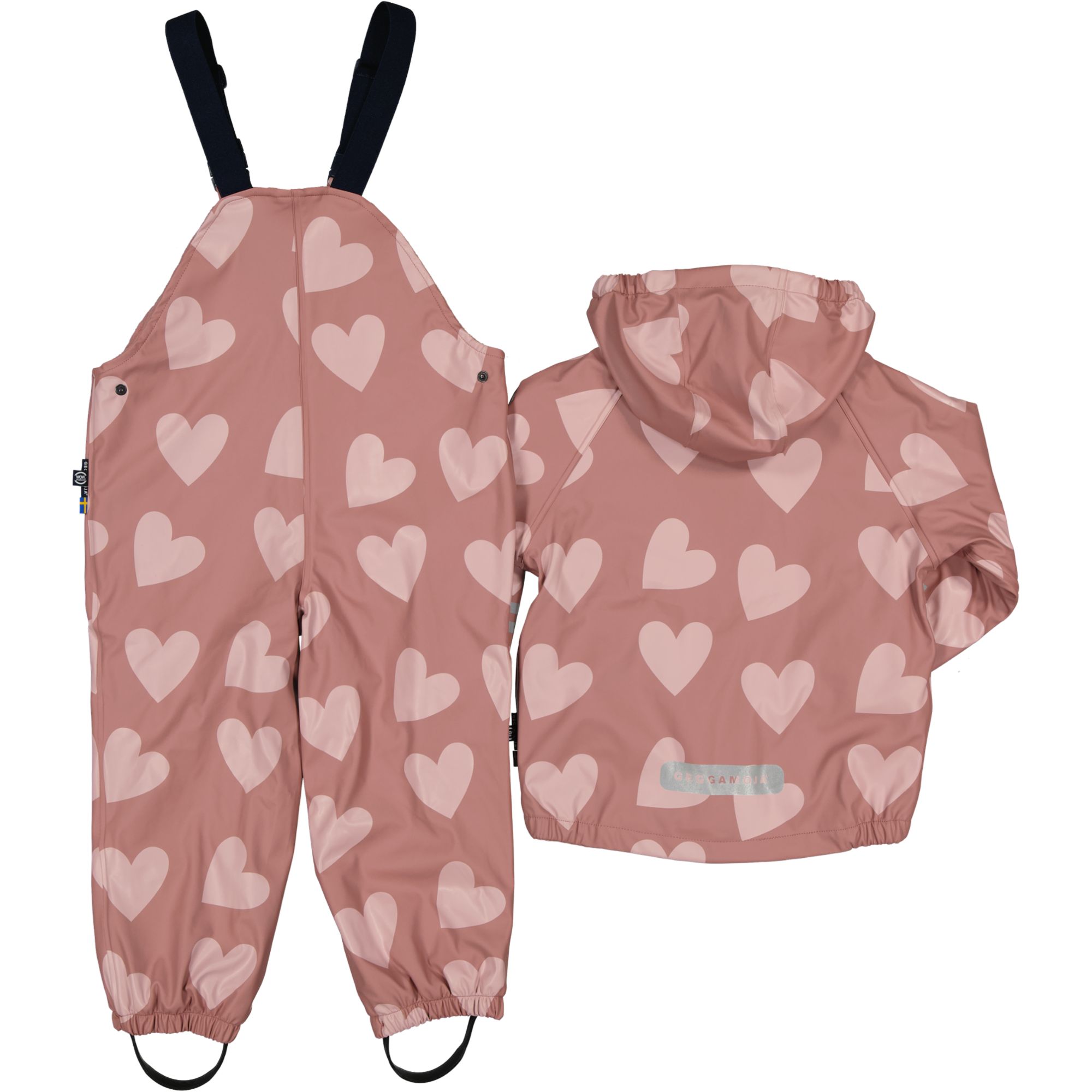 Rain set fleece Pink heart