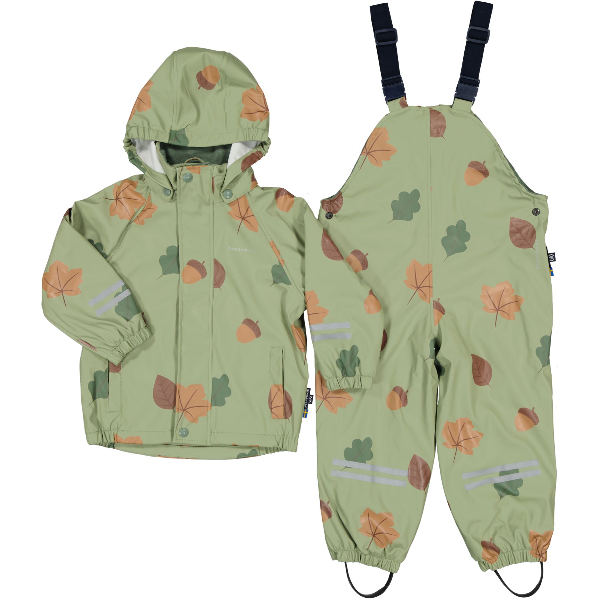 Rain set fleece Green leaves