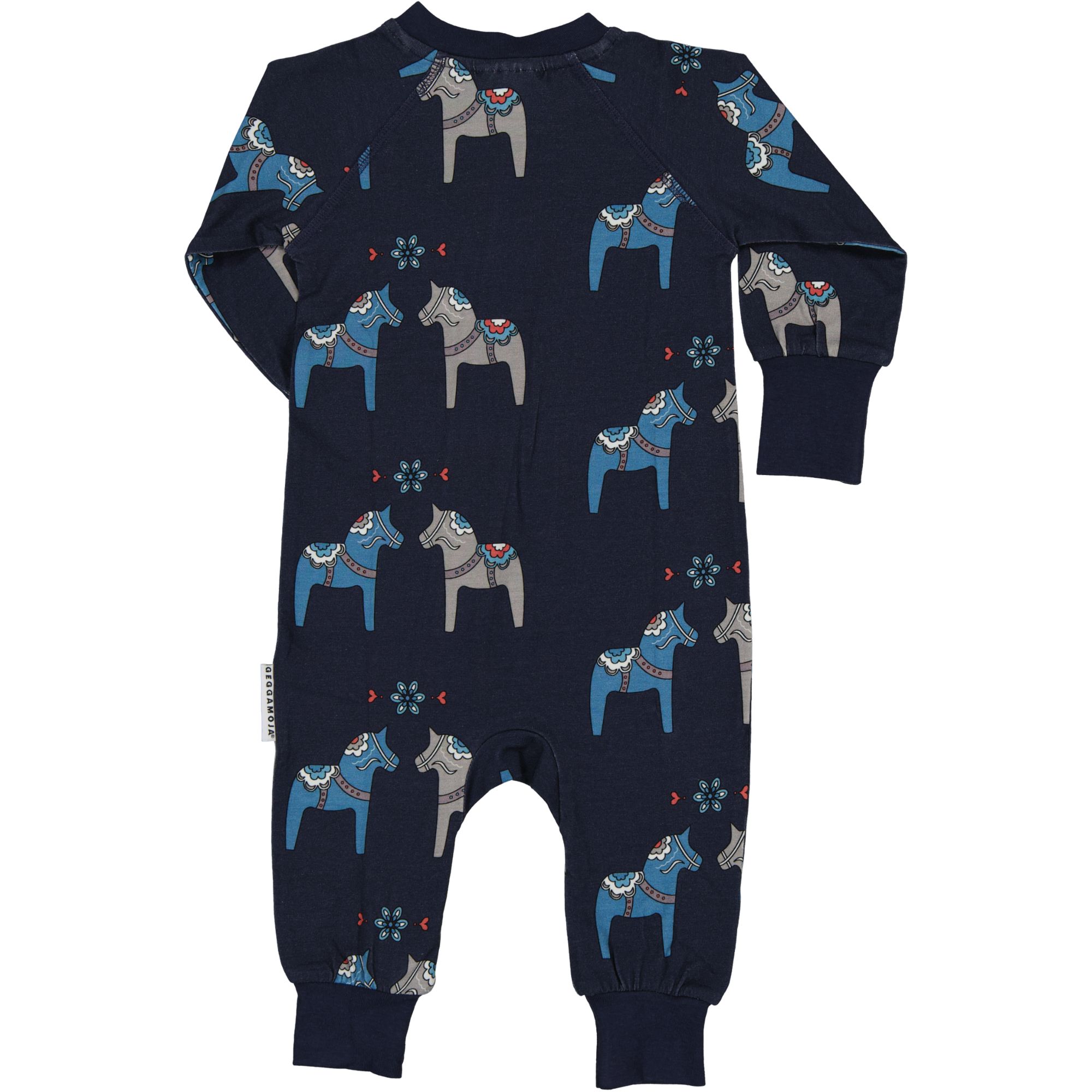Bamboo two way zip pyjamas Navy Dala horse