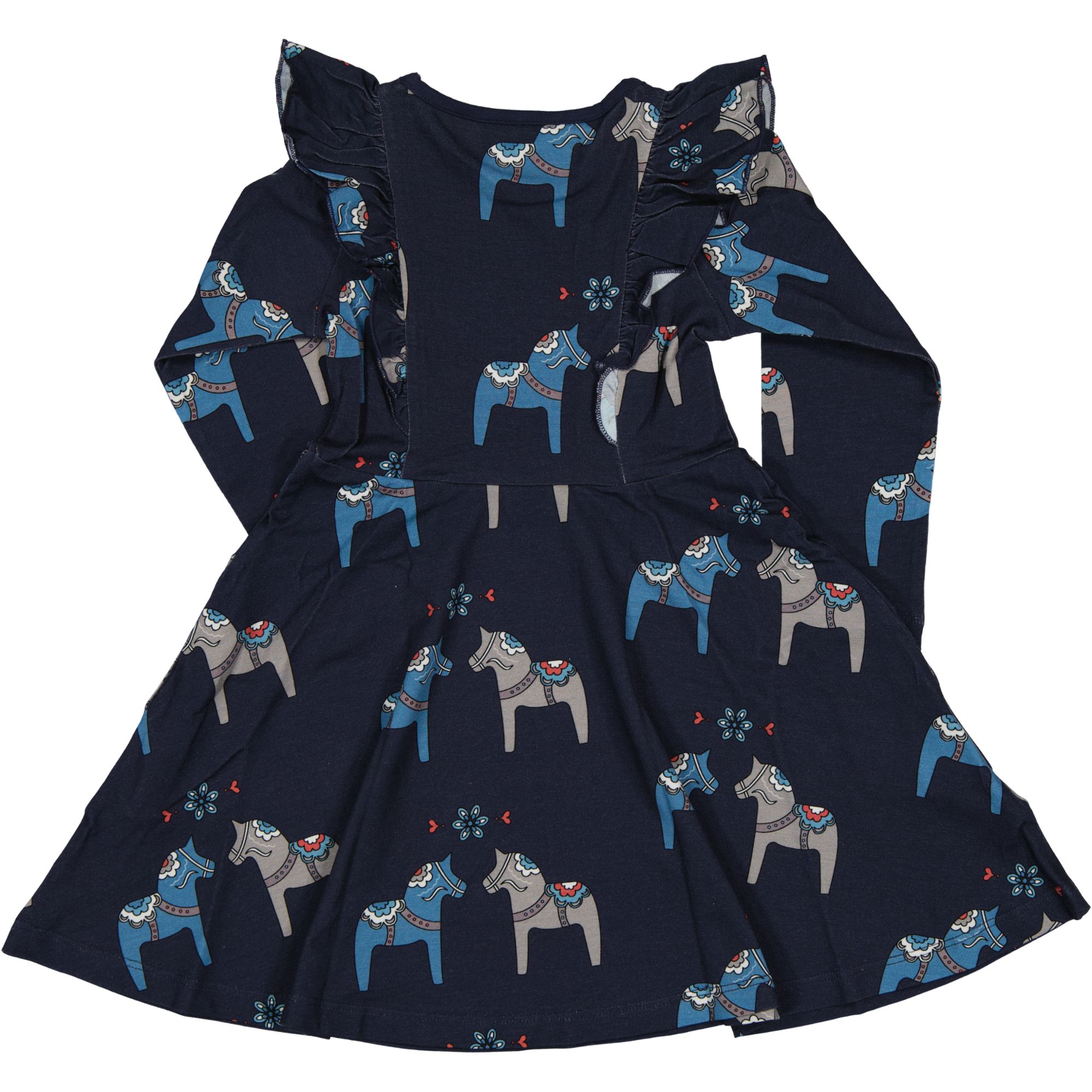 Bamboo flared dress Navy Dala horse