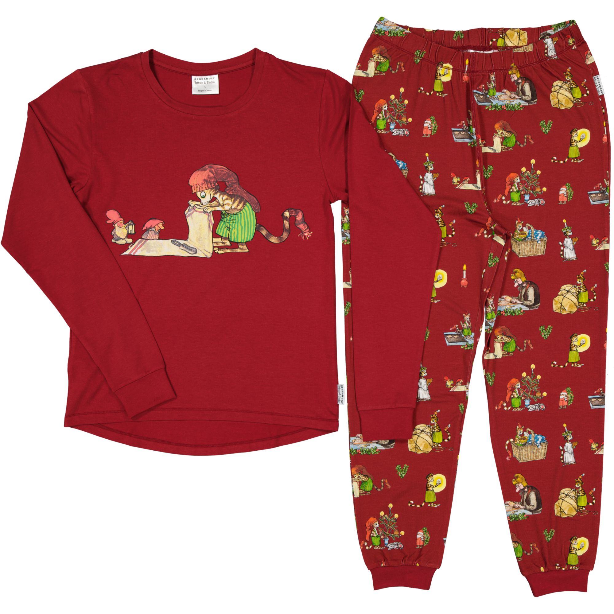 Pyjamas Pettson och Findus Röd Vuxen