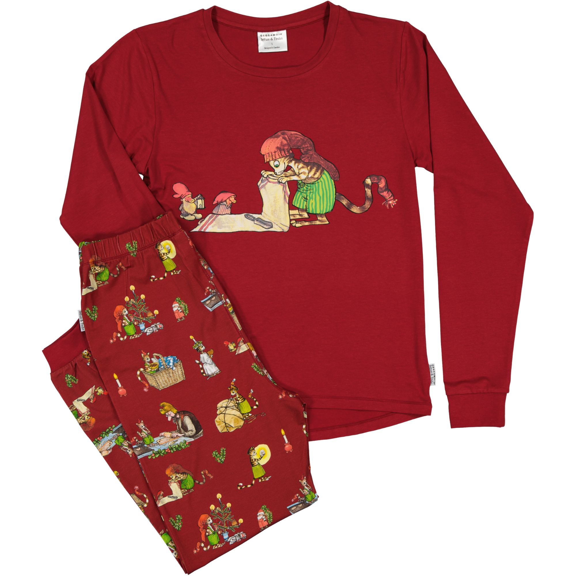Pyjamas Pettson och Findus Röd Vuxen