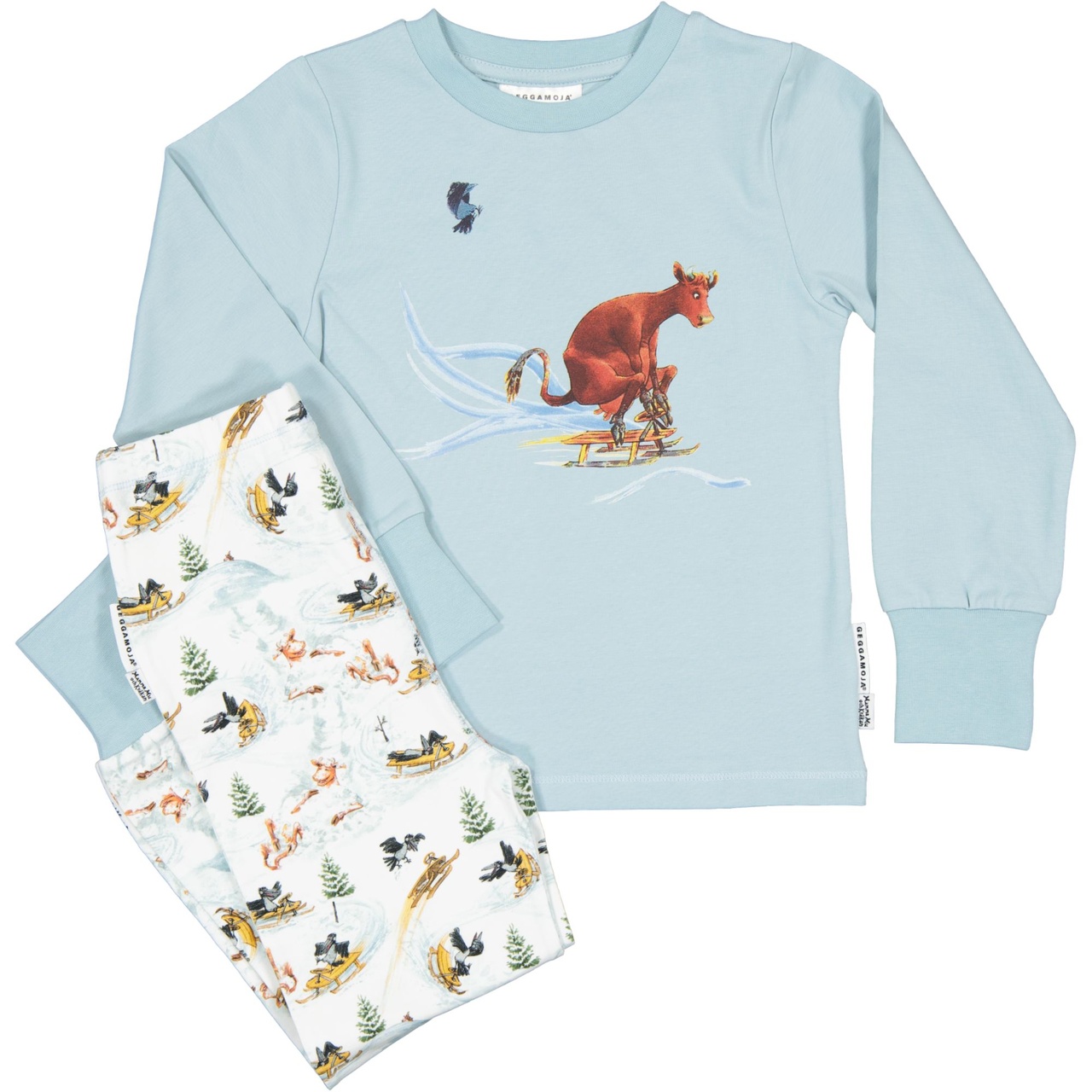 Mamma Moo and Crow two piece pyjamas White snow  98/104