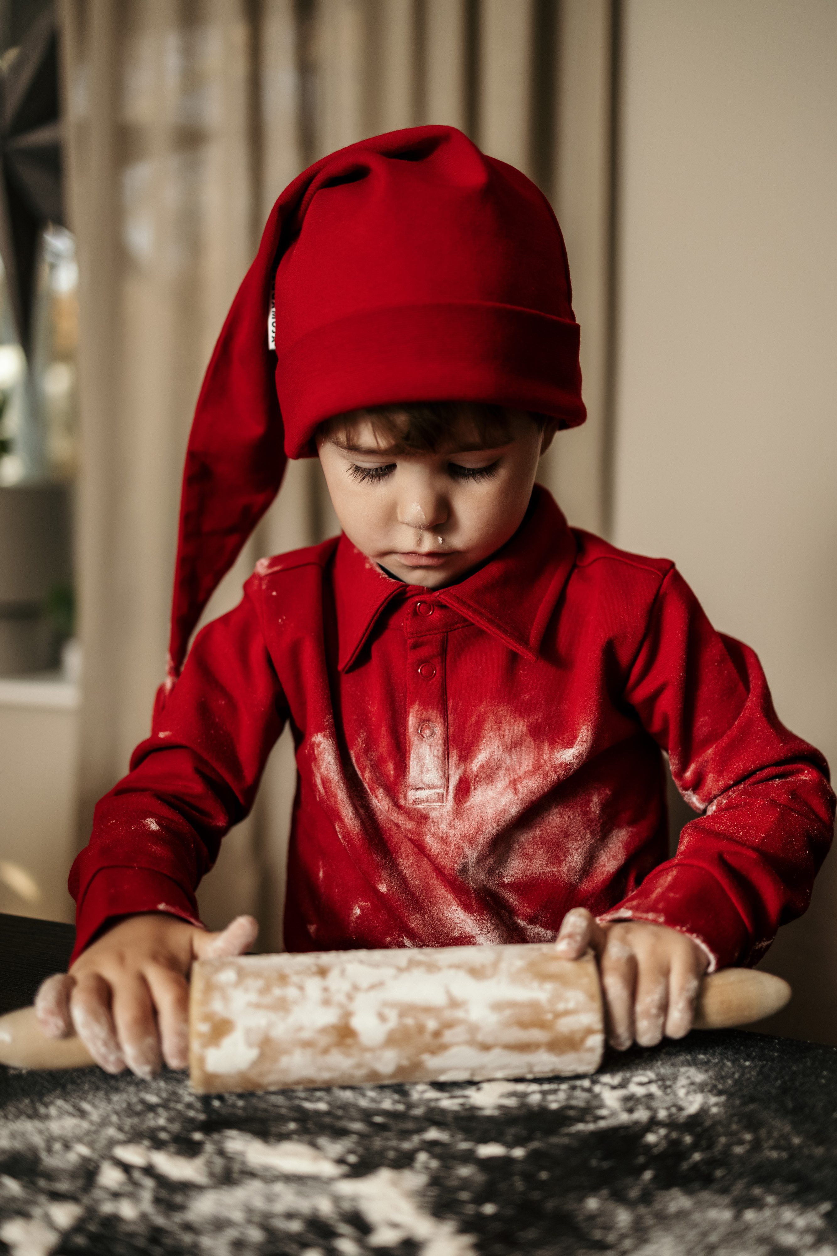 Tröja med krage Mörkröd