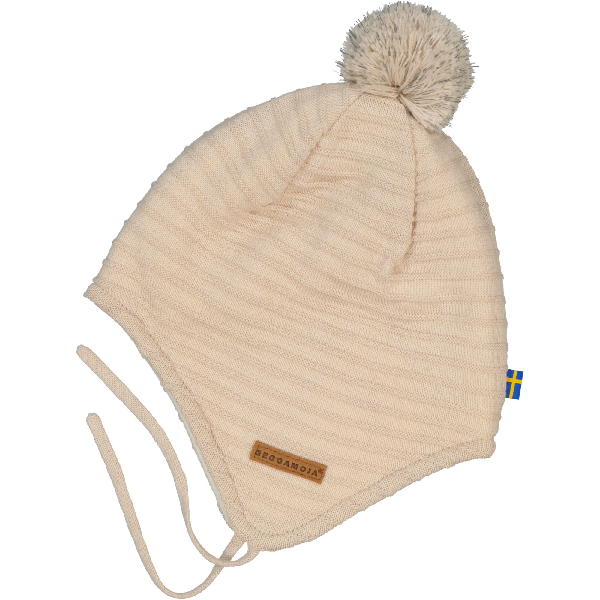 Stickad Hjälmmössa Beige