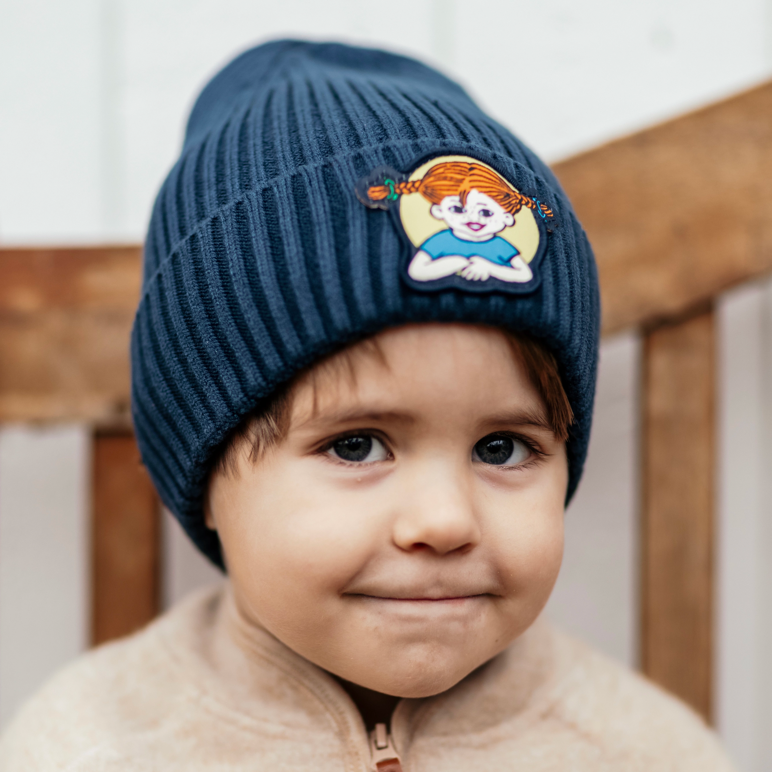 Stickad Mössa Pippi Långstrump Marinblå