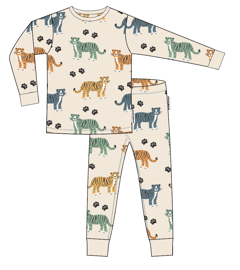 Pyjamas Tvådelad Bambu Beige Tiger