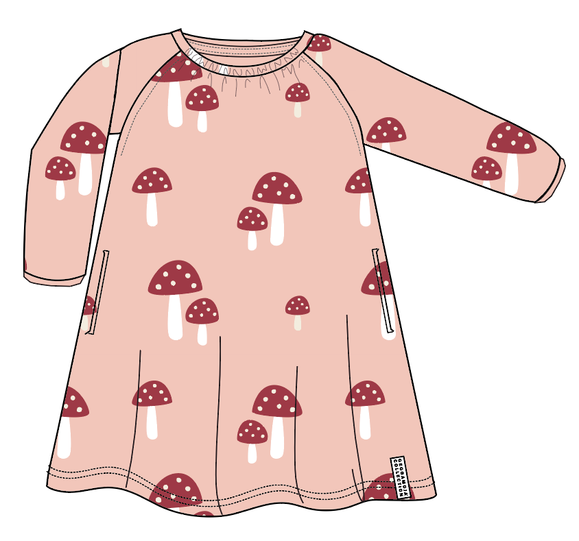 Singoallaklänning Bambu Pink Mushroom