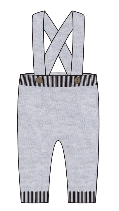 Hängselbyxor Stickade Grå