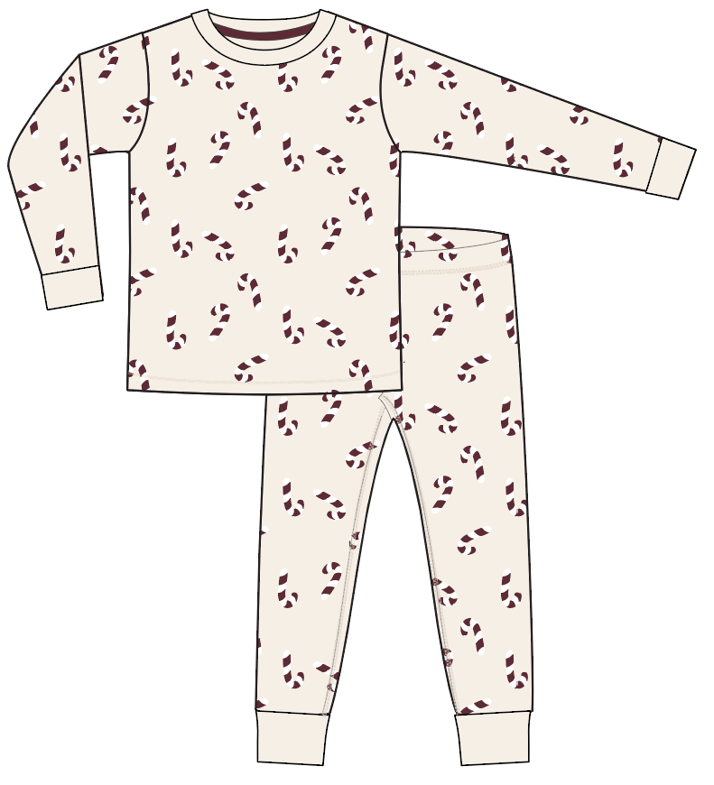 Pyjamas Tvådelad Candycane Beige