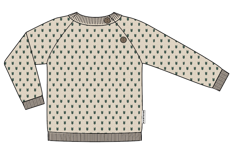 Knitted crew neck sweater Offw/mossgr-beige 38