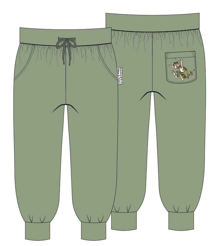 Collegebyxor Pettson och Findus Olivgrön