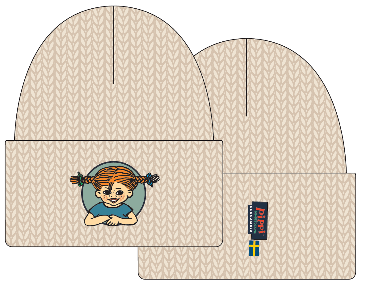 Pippi Långstrump Knitted beanie Beige 16