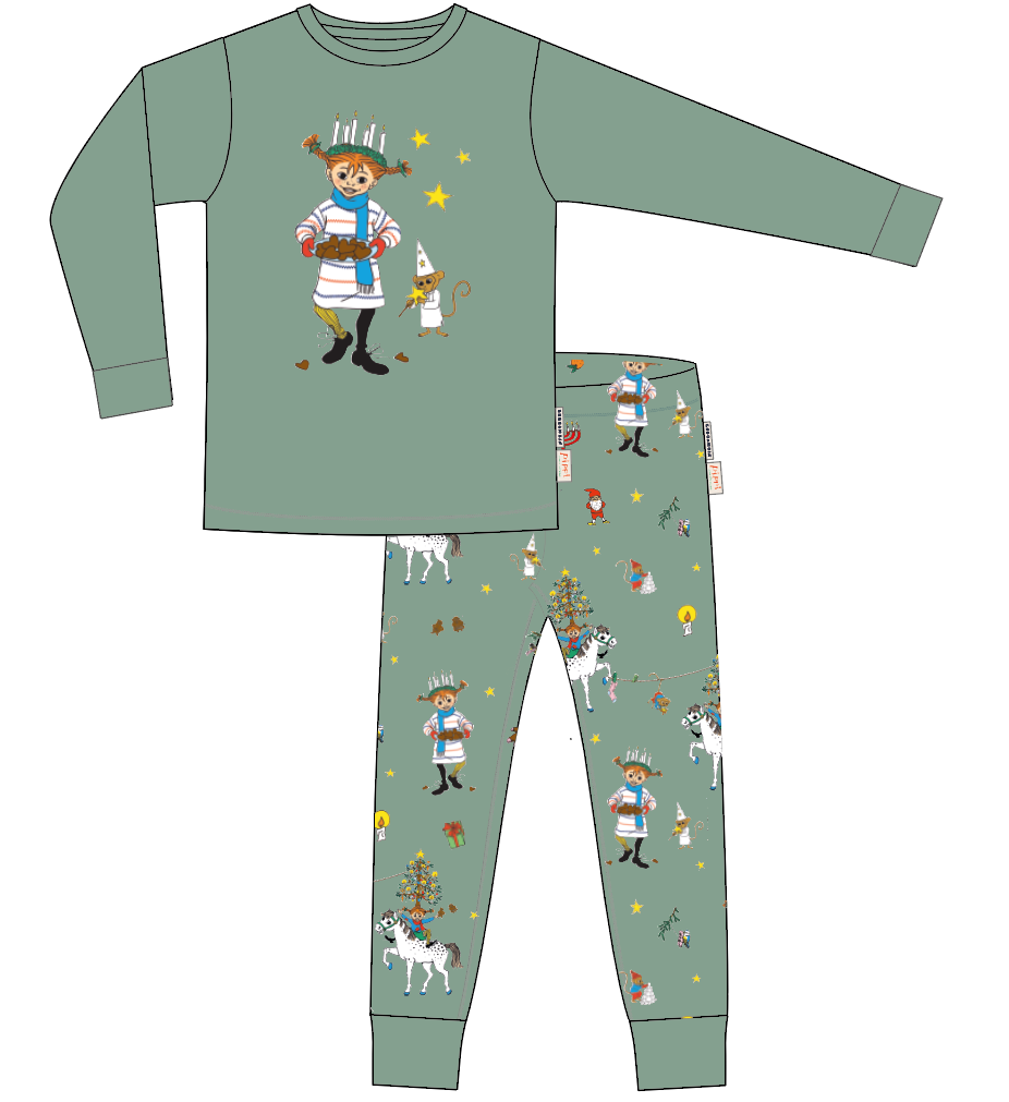 Pippi adult pyjamas Green 07