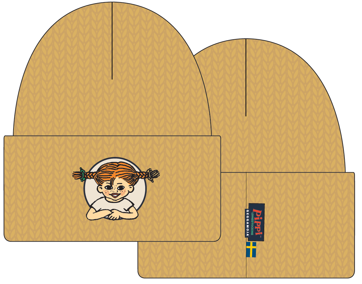 Pippi Långstrump Knitted beanie Mustard