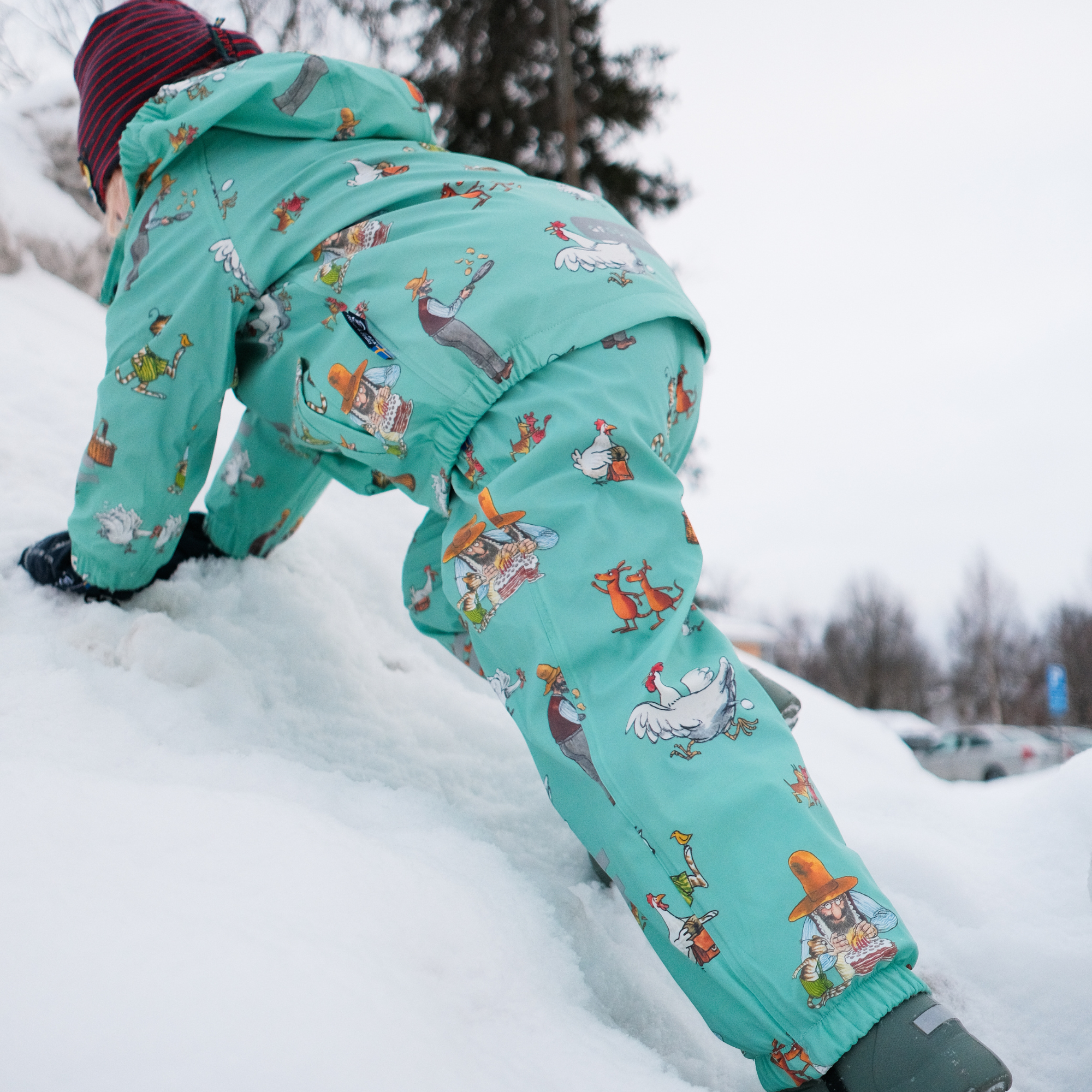 Pettson and Findus Rain set fleece Mint