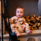 Mamma Moo and Crow two way zip pyjamas Beige  98/104